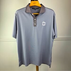 Back Nine Striped Classic Short Sleeve Gray Polo Golf Shirt Men's Extra Large